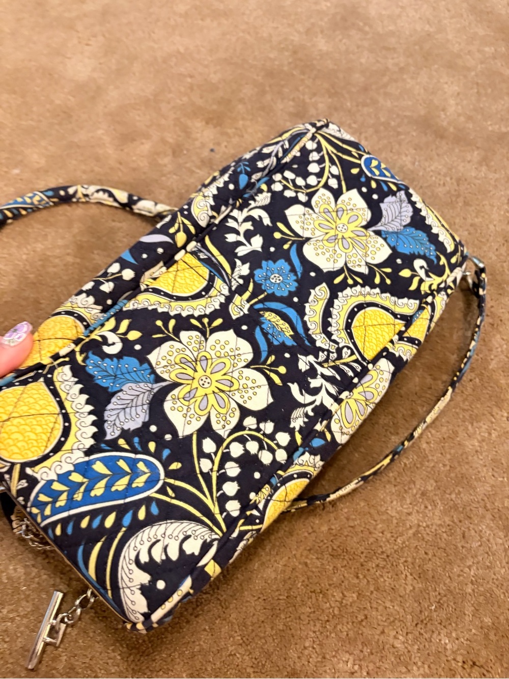 Vintage Vera Bradley Handbag with Crossbody Chain Strap in Ellie Blue - Picture 6 of 10